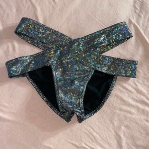holographic silver rave bottoms